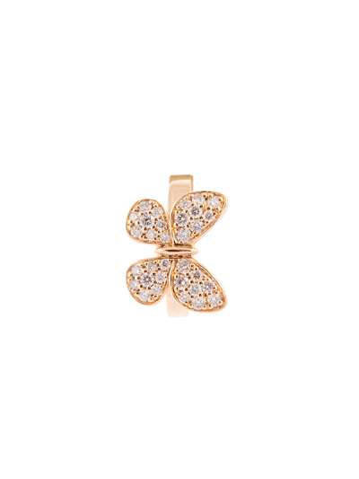 MONO ORECCHINO EAR CUFF IN ORO ROSA 18KT FARFALLA CON DIAMANTI