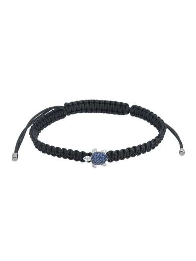 BRACCIALE CORDINO IN CUOIO TARTARUGA CON ZAFFIRI BLU E DIAMANTI
