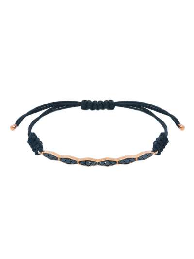 BRACCIALE CORDINO BARRETTA IN ORO ROSA 18KT CON DIAMANTI NERI