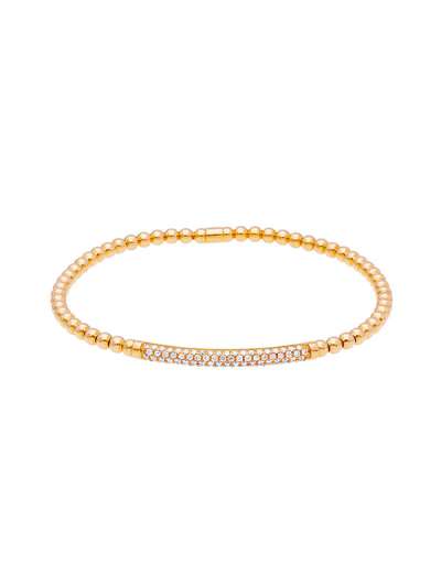 BRACCIALE ELASTICO PALLINE IN ORO ROSA 18KT BARRETTA CON DIAMANTI