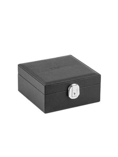 SCATOLA PORTA OROLOGI SENZA ROTORE IN VERA PELLE DA 6 POSTI NERA