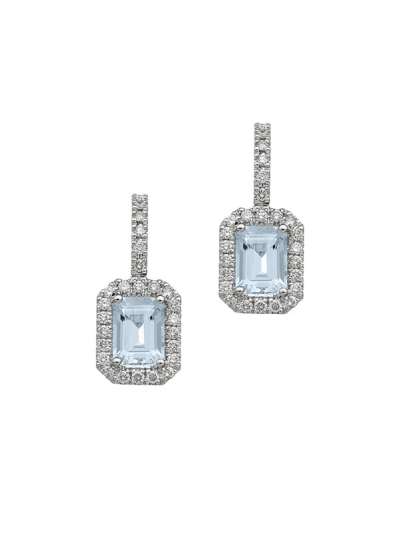 ORECCHINI IN ORO BIANCO 18KT CON ACQUA MARINA OTTAGONALE E DIAMANTI