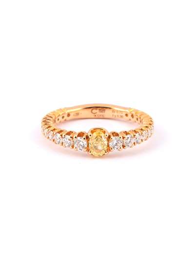FEDINA IN ORO ROSA 18KT CON DIAMANTE FANCY YELLOW E DIAMANTI
