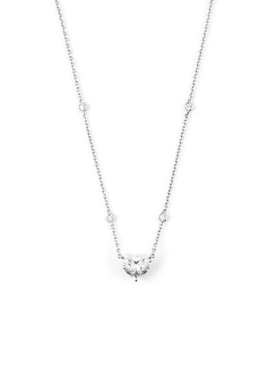 GIROCOLLO IN ORO BIANCO 18KT CON DIAMANTE TAGLIO CUORE E DIAMANTI