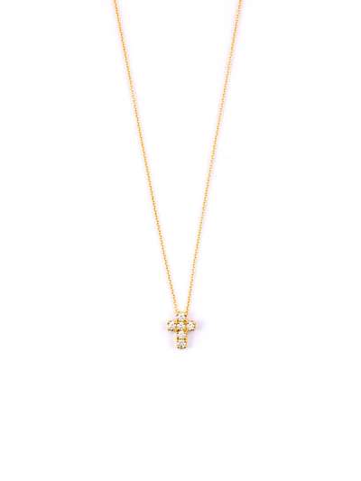 GIROCOLLO IN ORO GIALLO 18KT CON CROCE DI DIAMANTI BIANCHI