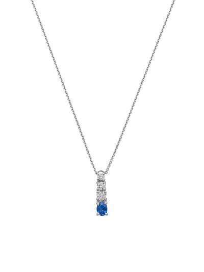 GIROCOLLO IN ORO BIANCO 18KT CON ZAFFIRO BLU TAGLIO OVALE E DIAMANTI