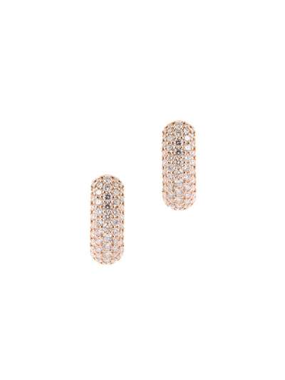 ORECCHINI OVALI IN ORO ROSA 18KT CON PAVE' DI DIAMANTI