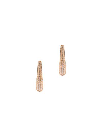 ORECCHINI OVALI IN ORO ROSA 18KT CON PAVE' DI DIAMANTI