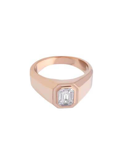 ANELLO SIGILLO IN ORO ROSA 18KT CON DIAMANTI MISURA 21