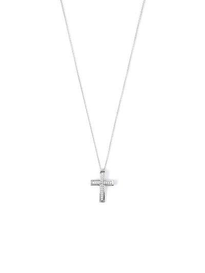 GIROCOLLO IN ORO BIANCO 18KT CROCE DI DIAMANTI