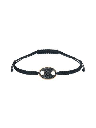 BRACCIALE CORDINO MAGLIA MARINA PIASTRINA DI DIAMANTI NERI