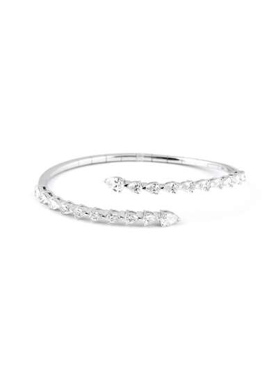 BRACCIALE RIGIDO IN ORO BIANCO 18KT CON DIAMANTI TAGLIO GOCCIA A SCALARE