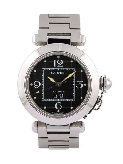 CARTIER PASHA C BIG DATE BLACK DIAL 35MM IN ACCIAIO REF. 2475