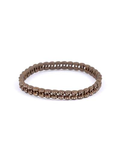 BRACCIALE GROUMETTE ELASTICO IN TITANIO COFFEE CON DIAMANTI BROWN