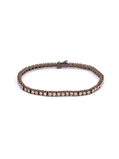 BRACCIALE TENNIS IN TITANIO COFFEE CON DIAMANTI BROWN