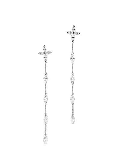 ORECCHINI IN ORO BIANCO 18KT ASIMMETRICI CON DIAMANTI TAGLIO MARQUISE