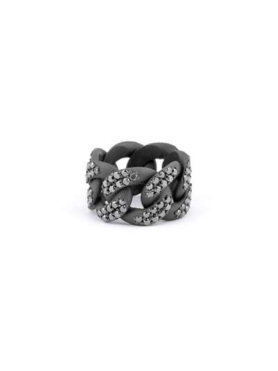 ANELLO GROUMETTE IN TITANIO CARBON CON DIAMANTI NERI