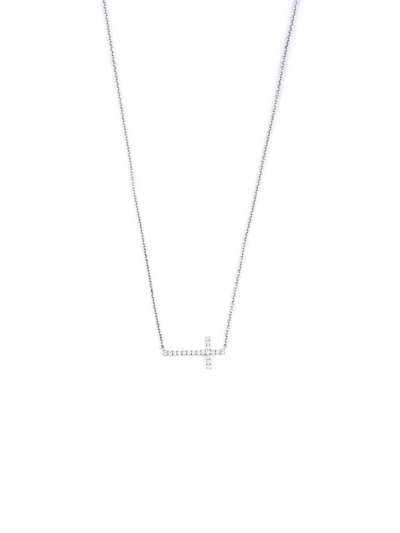 GIROCOLLO IN ORO BIANCO 18KT CROCE DI DIAMANTI