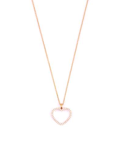 GIROCOLLO IN ORO ROSA 18KT CUORE VUOTO CON DIAMANTI