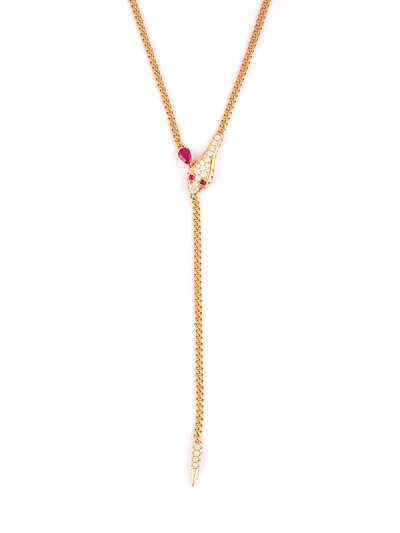 GIROCOLLO IN ORO ROSA 18KT SERPENTE CON RUCINI ROSSI E DIAMANTI
