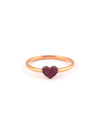 ANELLO IN ORO ROSA 18KT CUORE CON RUBINI