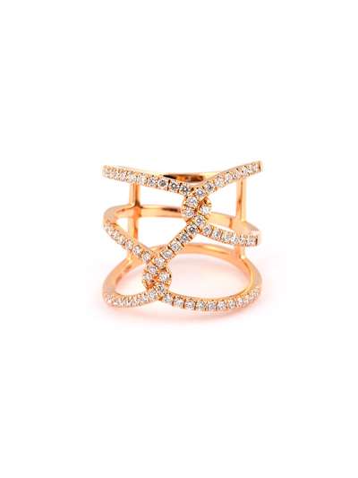 ANELLO IN ORO ROSA 18KT DOPPIO INCROCIO CON DIAMANTI