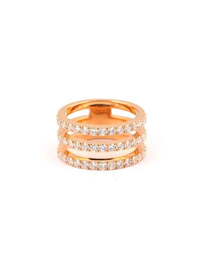 ANELLO IN ORO ROSA 18KT TRE FILE CON DIAMANTI