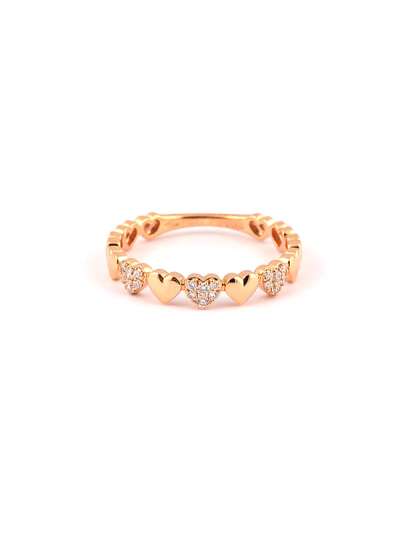 ANELLO IN ORO ROSA 18KT CUORI CON DIAMANTI