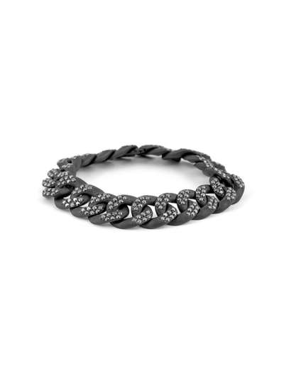 BRACCIALE GROUMETTE IN TITANIO GUN METAL 16MM CON DIAMANTI NERI