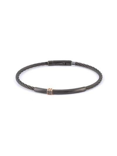 BRACCIALE THREADS BERSANI IN ACCIAIO BRUNITO E ORO ROSA 18KT CON DIAMANTI NERI MOD. 9200RN