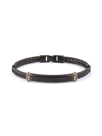 BRACCIALE THREADS BERSANI IN ACCIAIO BRUNITO E ORO ROSA 18KT CON DIAMANTI NERI MOD. 9116RN