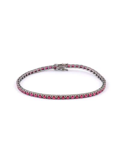 BRACCIALE TENNIS IN ORO BIANCO BRUNITO 18KT CON RUBINI