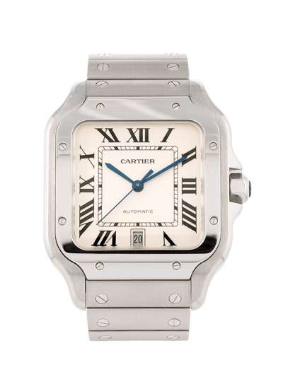 CARTIER SANTOS DE CARTIER MODELLO GRANDE ARGENTATO IN ACCIAIO REF. WSSA0018