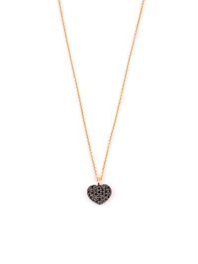 GIROCOLLO IN ORO ROSA 18KT CON CUORE E DIAMANTI NERI