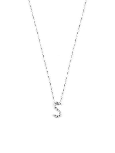 GIROCOLLO LETTERA S IN ORO BIANCO 18KT CON DIAMANTI