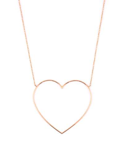 GIROCOLLO CON CUORE GRANDE VUOTO IN ORO ROSA 18KT