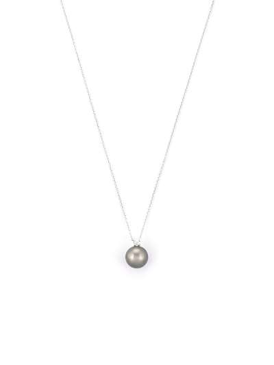 GIROCOLLO IN ORO BIANCO 18KT CON DIAMANTI E PERLA GRIGIA