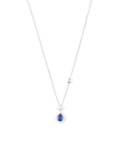 GIROCOLLO IN ORO BIANCO 18KT CON DIAMANTI E ZAFFIRO BLU