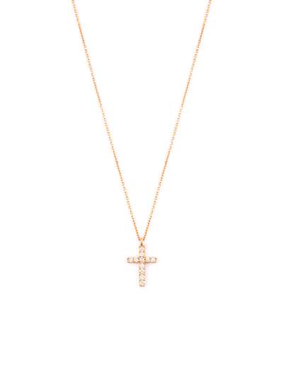 GIROCOLLO IN ORO ROSA 18KT CROCE CON DIAMANTI