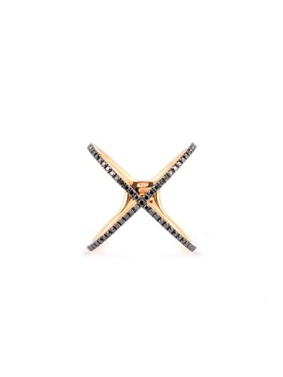 ANELLO INCROCIO IN ORO ROSA 18KT CON DIAMANTI NERI