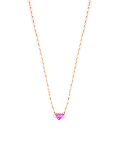 GIROCOLLO IN ORO ROSA 18KT CUORE CON ZAFFIRO ROSA