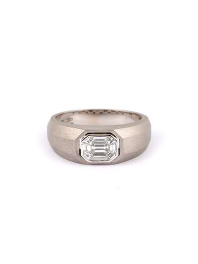 ANELLO IN ORO BIANCO 18KT SATINATO CON DIAMANTI