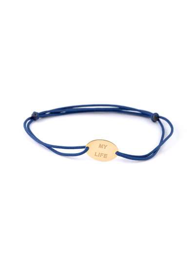 BRACCIALE CON CORDINO E OVALE IN LASTRA IN ORO GIALLO 18KT SCRITTA MY LIFE