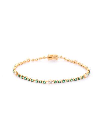 BRACCIALE IN ORO ROSA 18KT CON DIAMANTI BIANCHI E SMERALDI