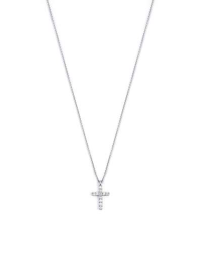 GIROCOLLO IN ORO BIANCO 18KT CROCE DI DIAMANTI