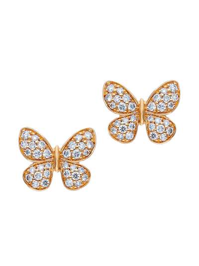 ORECCHINI IN ORO ROSA 18KT FARFALLA CON DIAMANTI