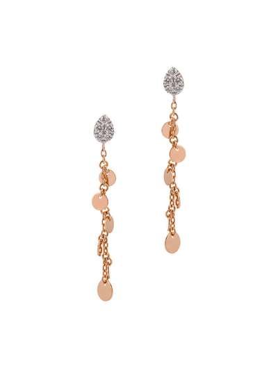 ORECCHINI IN ORO ROSA 18KT CON SEI SFERE E DIAMANTI