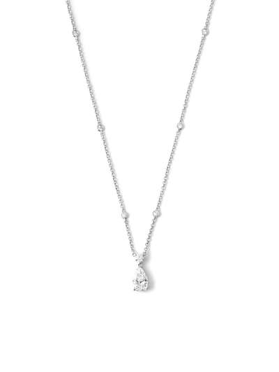 GIROCOLLO IN ORO BIANCO 18KT CON DIAMANTE TAGLIO GOCCIA E DIAMANTI