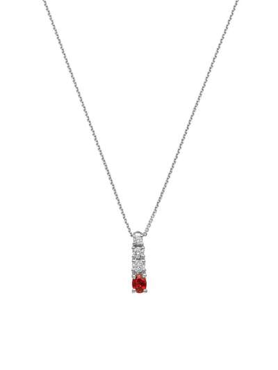 GIROCOLLO IN ORO BIANCO 18KT CON RUBINO TAGLIO OVALE E DIAMANTI