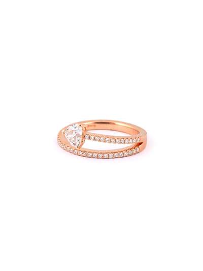 ANELLO IN ORO ROSA 18KT CON DIAMANTE TAGLIO CUORE E DIAMANTI